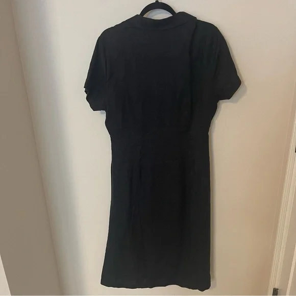 100% European Linen Black button front Midi Dress NWT - Picture 3 of 4